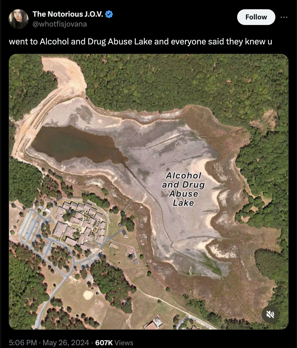 map - The Notorious J.O.V. went to Alcohol and Drug Abuse Lake and everyone said they knew u Views Alcohol and Drug Abuse Lake